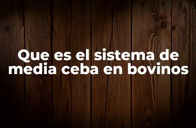 Que es el Sistema de Media Ceba en Bovinos