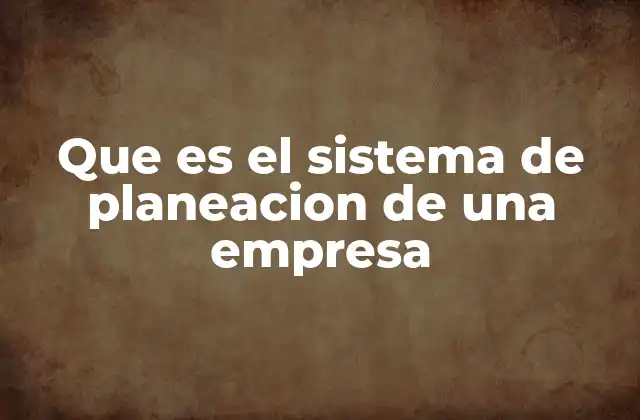 Que es el Sistema de Planeacion de una Empresa