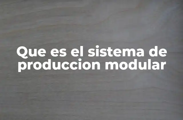 Que es el Sistema de Produccion Modular