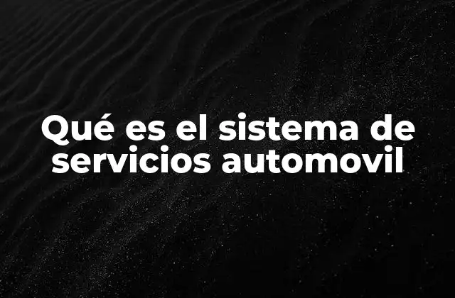 Qué es el Sistema de Servicios Automovil