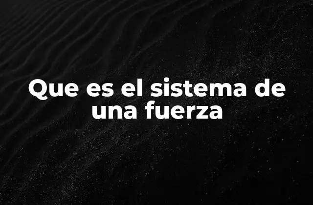 Que es el Sistema de una Fuerza