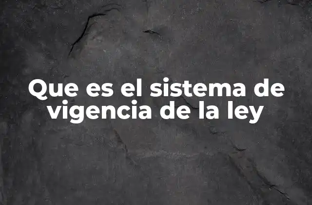 Que es el Sistema de Vigencia de la Ley