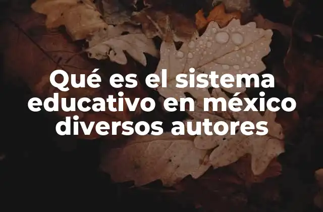 Qué es el Sistema Educativo en México Diversos Autores