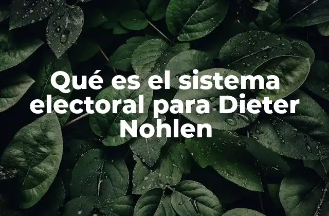 Qué es el Sistema Electoral para Dieter Nohlen