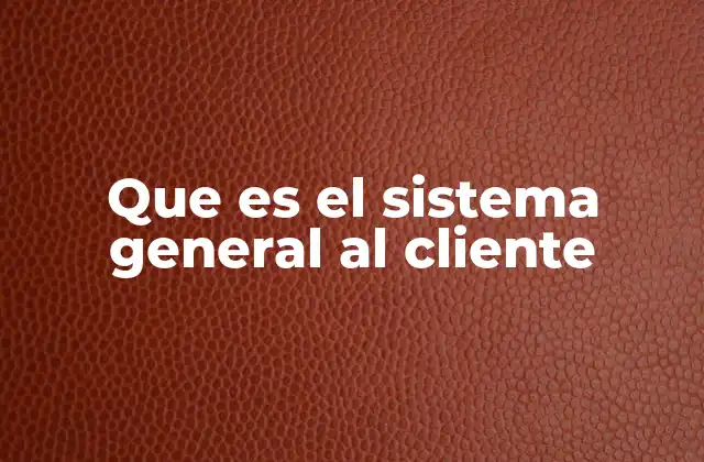 Que es el Sistema General Al Cliente