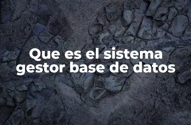 Que es el Sistema Gestor Base de Datos
