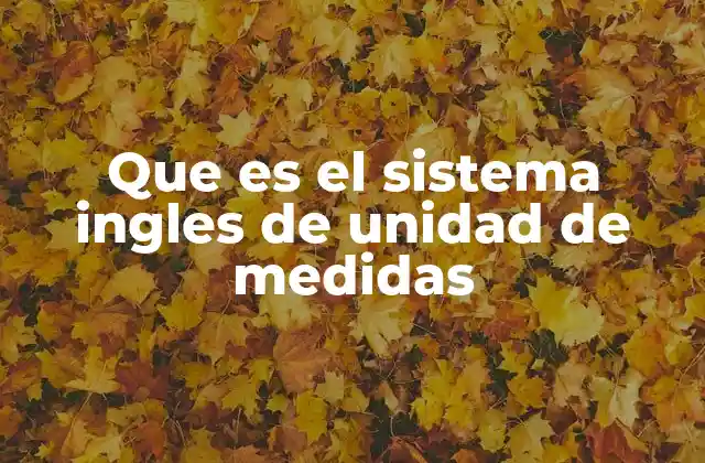 Que es el Sistema Ingles de Unidad de Medidas