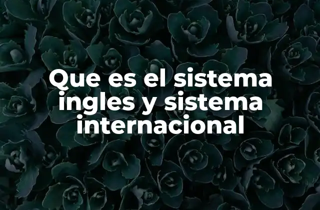 Que es el Sistema Ingles y Sistema Internacional