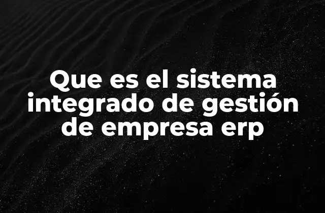 Que es el Sistema Integrado de Gestión de Empresa Erp