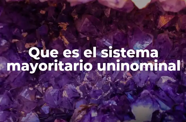 Que es el Sistema Mayoritario Uninominal