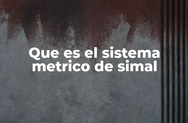 Que es el Sistema Metrico de Simal