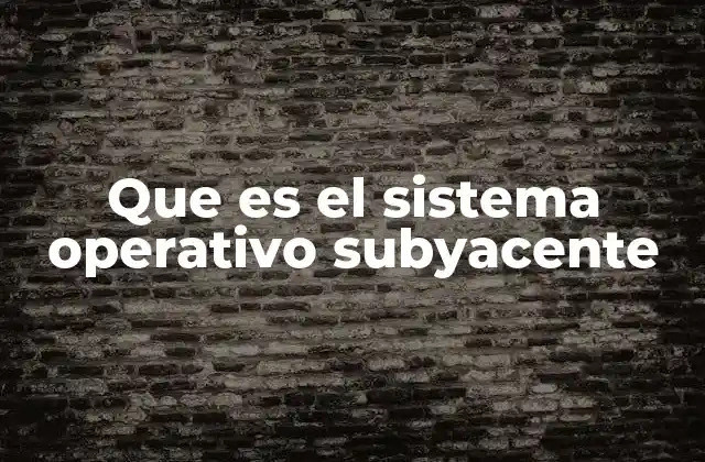 Que es el Sistema Operativo Subyacente