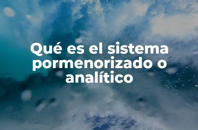 Qué es el Sistema Pormenorizado o Analítico