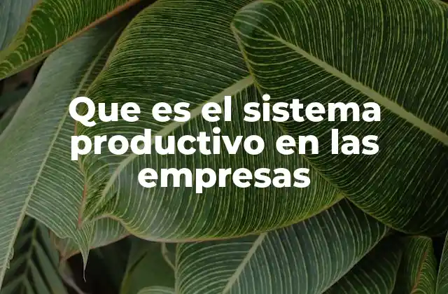 Que es el Sistema Productivo en las Empresas