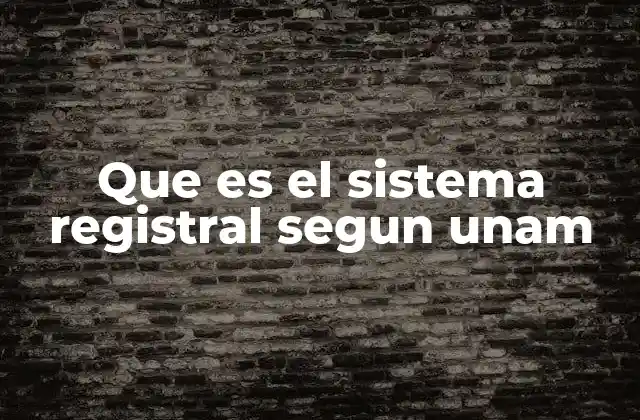 Que es el Sistema Registral Segun Unam