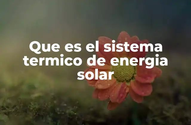 Que es el Sistema Termico de Energia Solar