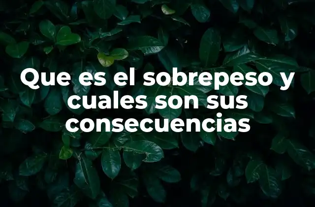 Que es el Sobrepeso y Cuales Son Sus Consecuencias