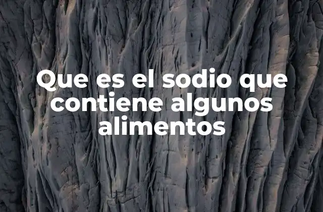 Que es el Sodio que Contiene Algunos Alimentos