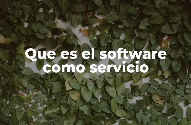 Que es el Software como Servicio