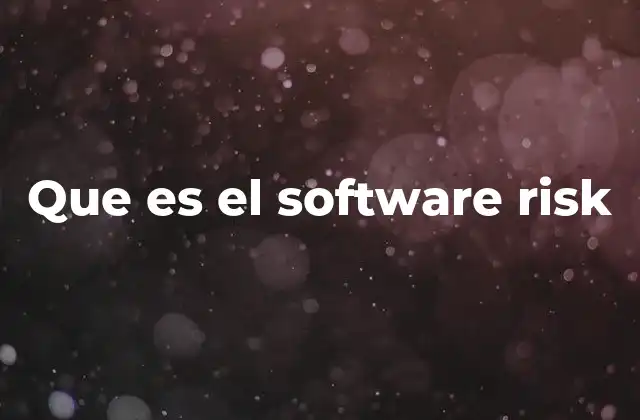 Que es el Software Risk