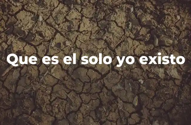 Que es el Solo Yo Existo