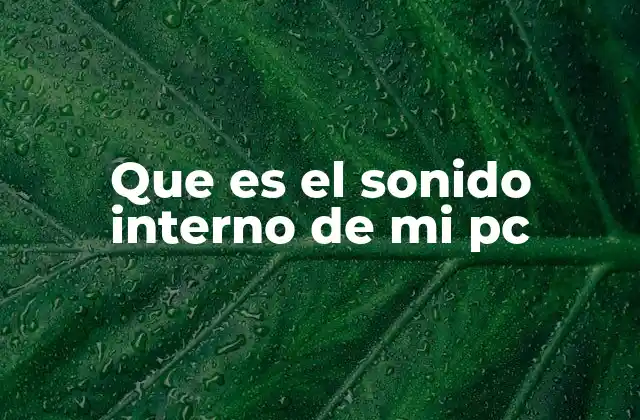 Que es el Sonido Interno de Mi Pc