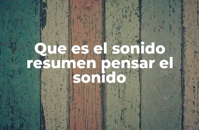 Que es el Sonido Resumen Pensar el Sonido