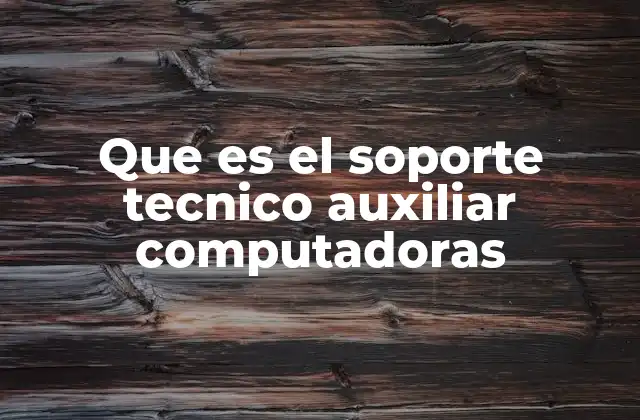 Que es el Soporte Tecnico Auxiliar Computadoras