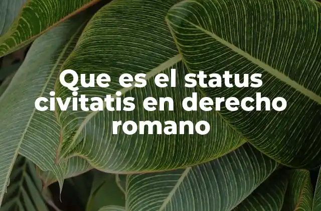 Que es el Status Civitatis en Derecho Romano