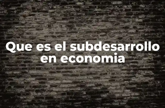Que es el Subdesarrollo en Economia