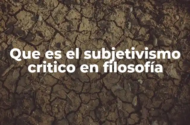 Que es el Subjetivismo Critico en Filosofía