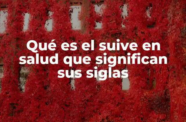Qué es el Suive en Salud que Significan Sus Siglas