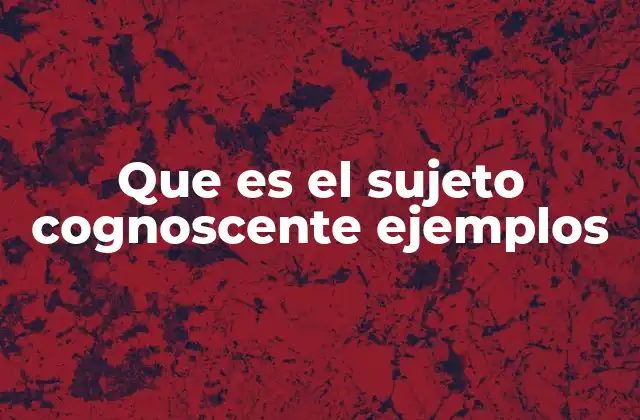 Que es el Sujeto Cognoscente Ejemplos