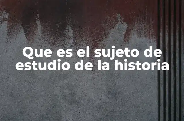 Que es el Sujeto de Estudio de la Historia