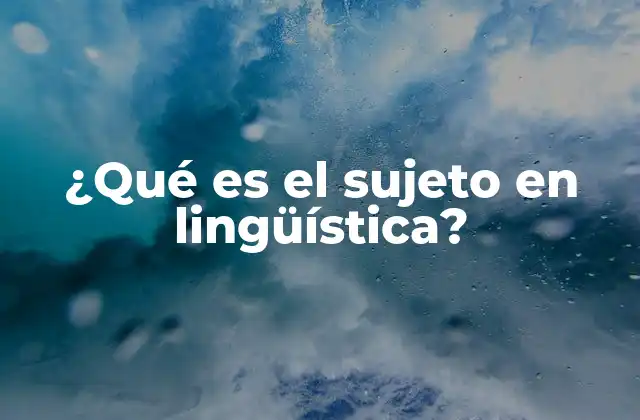 ¿qué es el Sujeto en Lingüística?