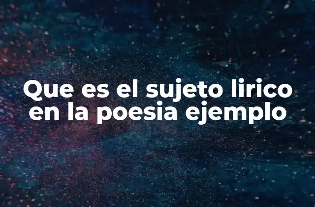 Que es el Sujeto Lirico en la Poesia Ejemplo