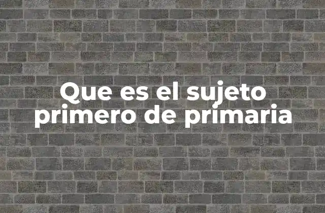 Que es el Sujeto Primero de Primaria