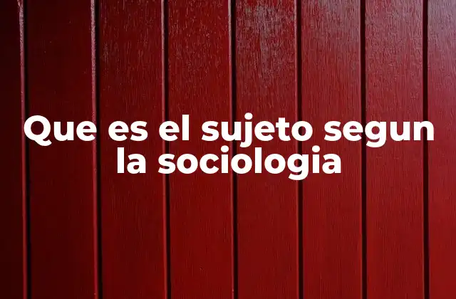 Que es el Sujeto Segun la Sociologia