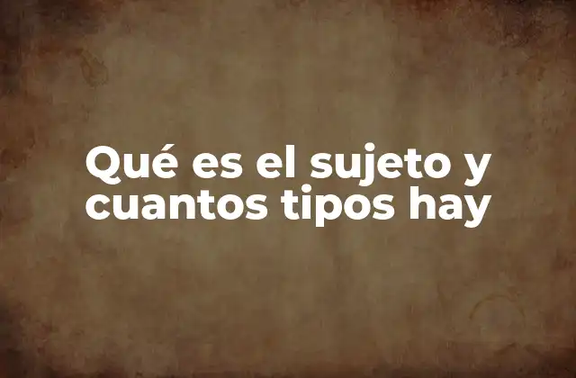 Qué es el Sujeto y Cuantos Tipos Hay