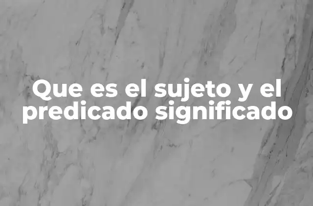 Que es el Sujeto y el Predicado Significado