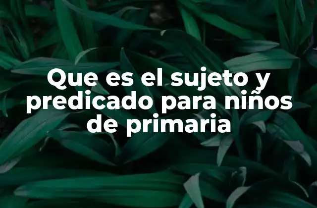 Que es el Sujeto y Predicado para Niños de Primaria