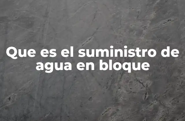 Que es el Suministro de Agua en Bloque 2 Características del suministro de agua en bloque