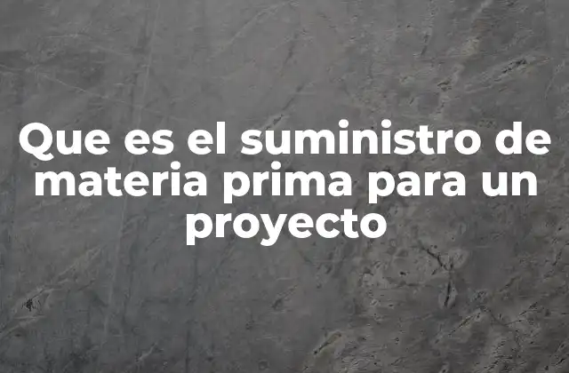 Que es el Suministro de Materia Prima para un Proyecto