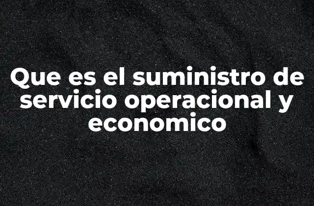 Que es el Suministro de Servicio Operacional y Economico