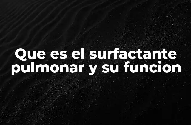 Que es el Surfactante Pulmonar y Su Funcion