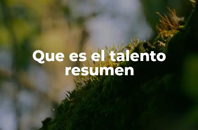 Que es el Talento Resumen
