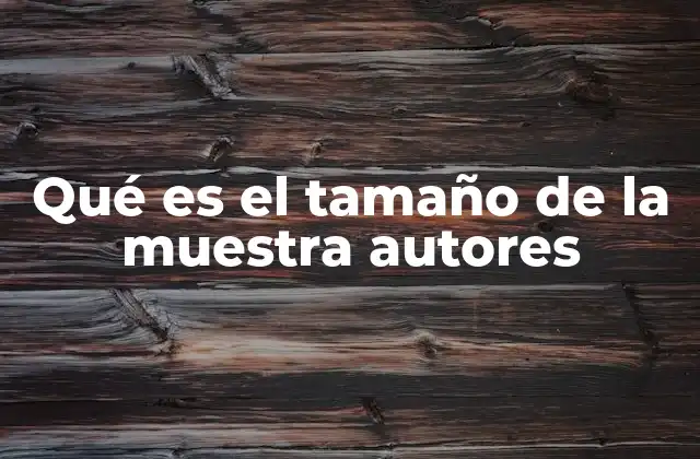 Qué es el Tamaño de la Muestra Autores