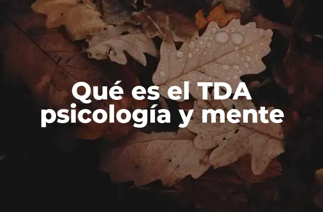 Qué es el Tda Psicología y Mente
