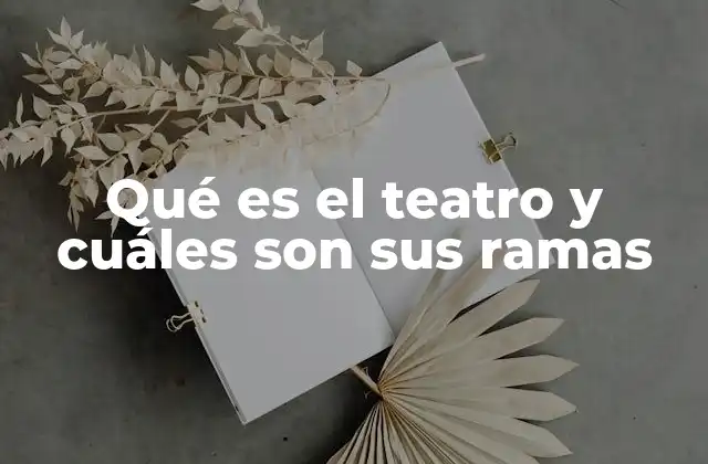Qué es el Teatro y Cuáles Son Sus Ramas