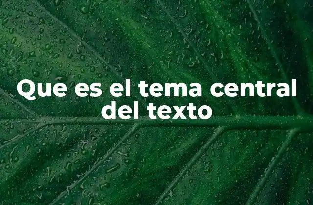 Que es el Tema Central Del Texto
